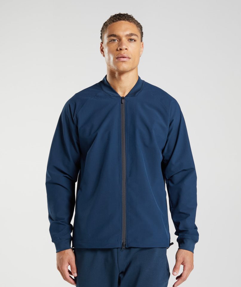 Men\'s Gymshark Studio Jackets Navy | CA 80N657